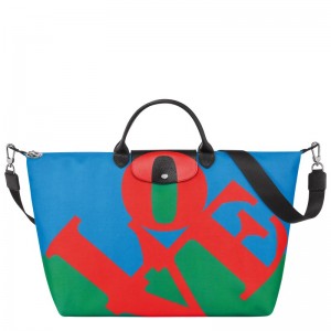 Longchamp Longchamp X Robert Indiana Travel Bag Kırmızı Lacivert | 90568-DEBT